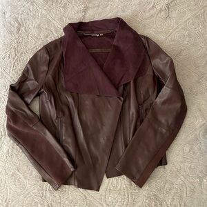 Women's Burgundy Faux Leather Jacket